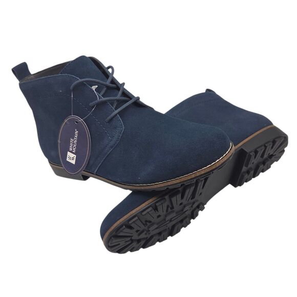 White Mountain Women Auburn Lace Up Ankle Boots Navy Blue 10M Casual All Seasons - Picture 12 of 16